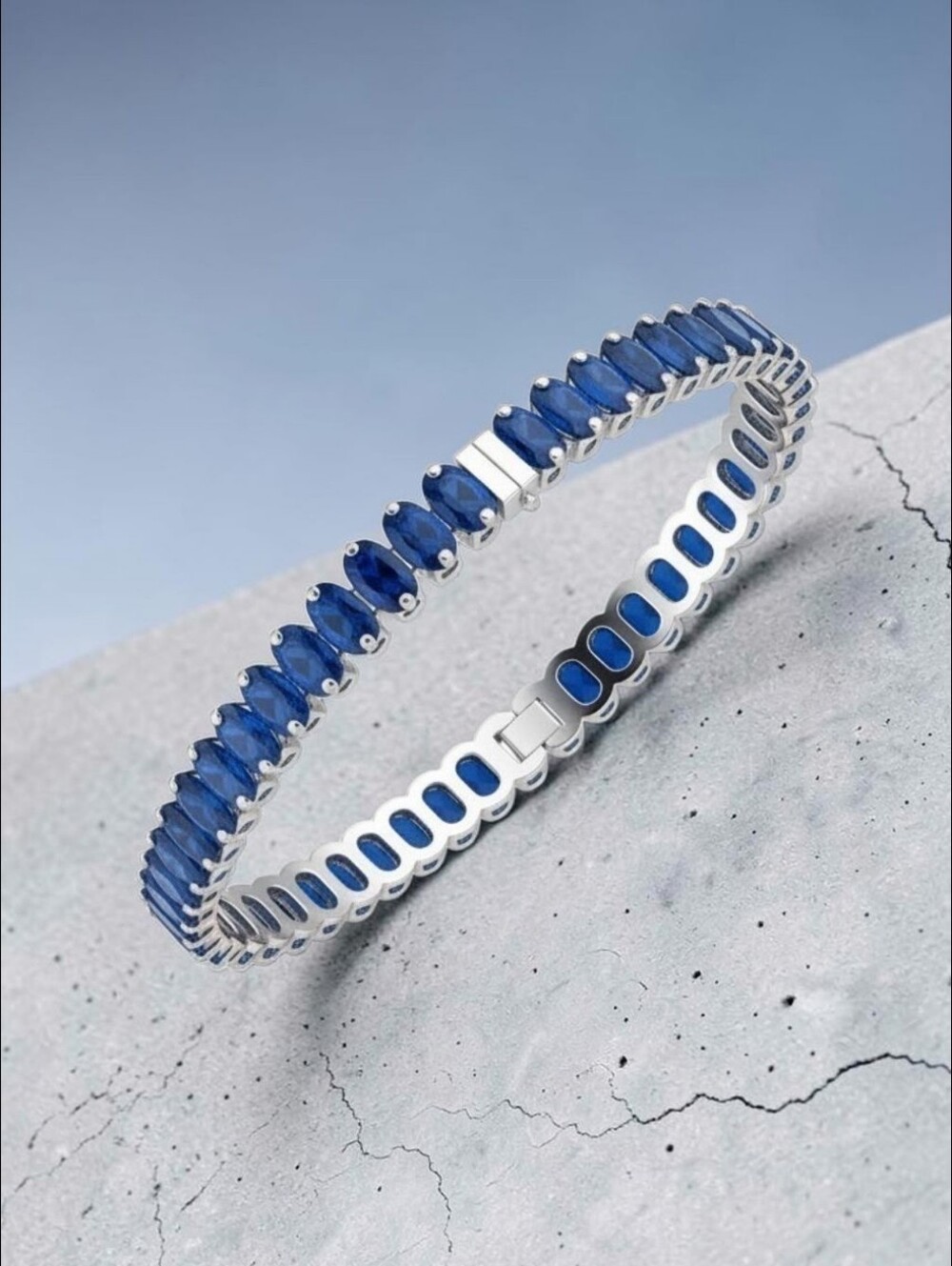 Sassified Boutique Nwt Sapphire Blue Colored Crystal Tennis Bracelet